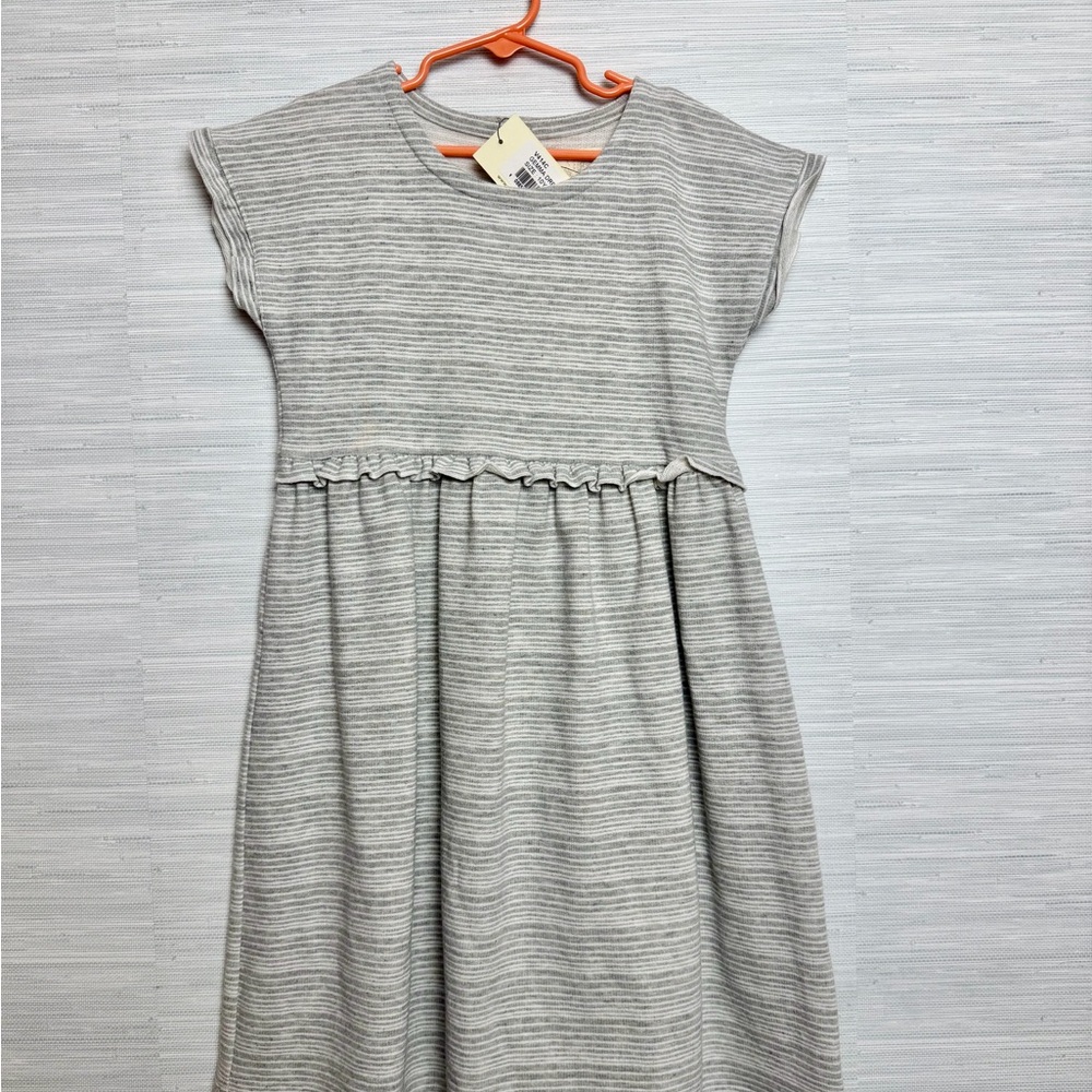 NWT- ‘Vignette’ Gray Striped Dress Girls 10